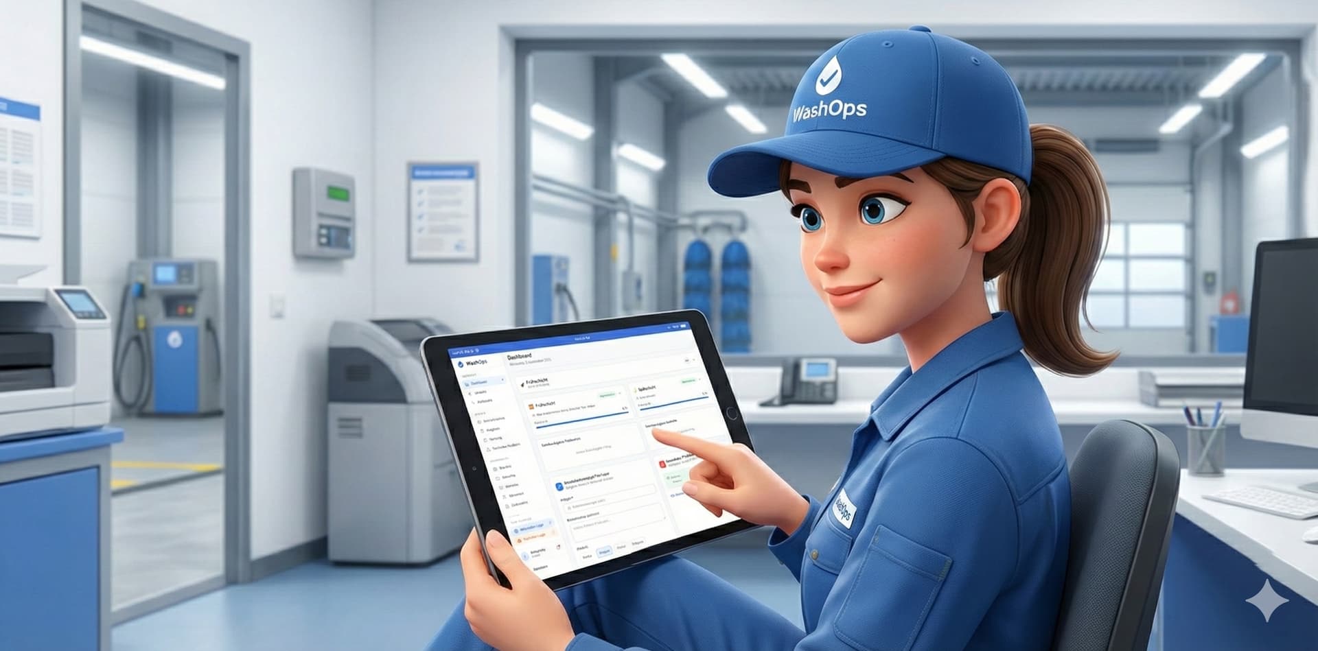 Chef überprüft das WashOps Dashboard