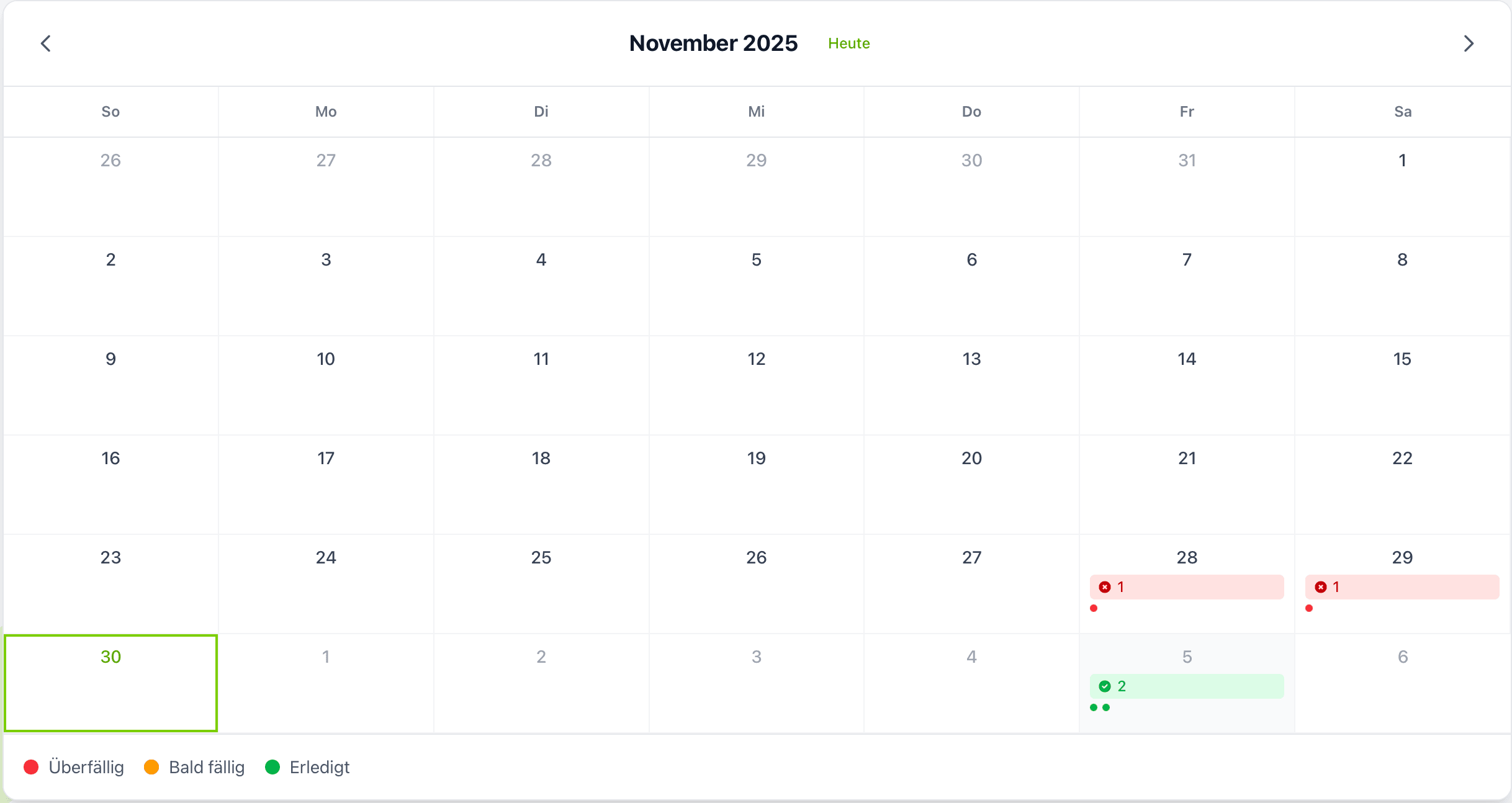Wartungskalender Screenshot