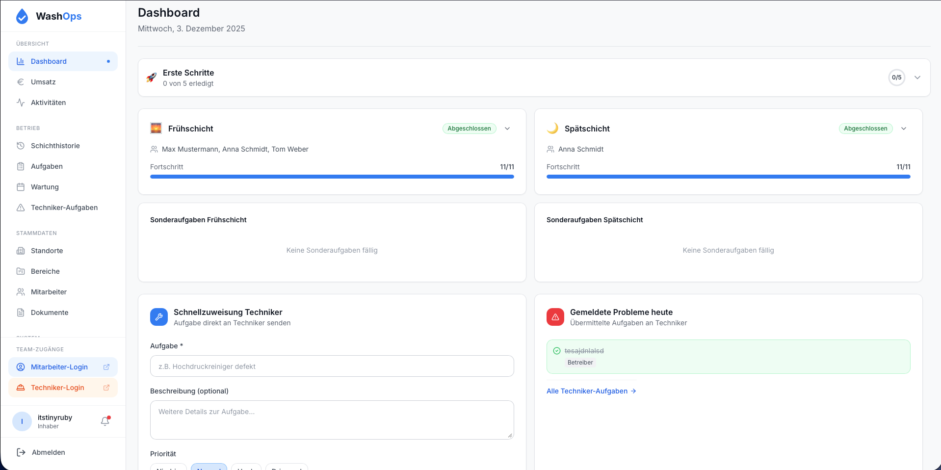 WashOps App auf iPad